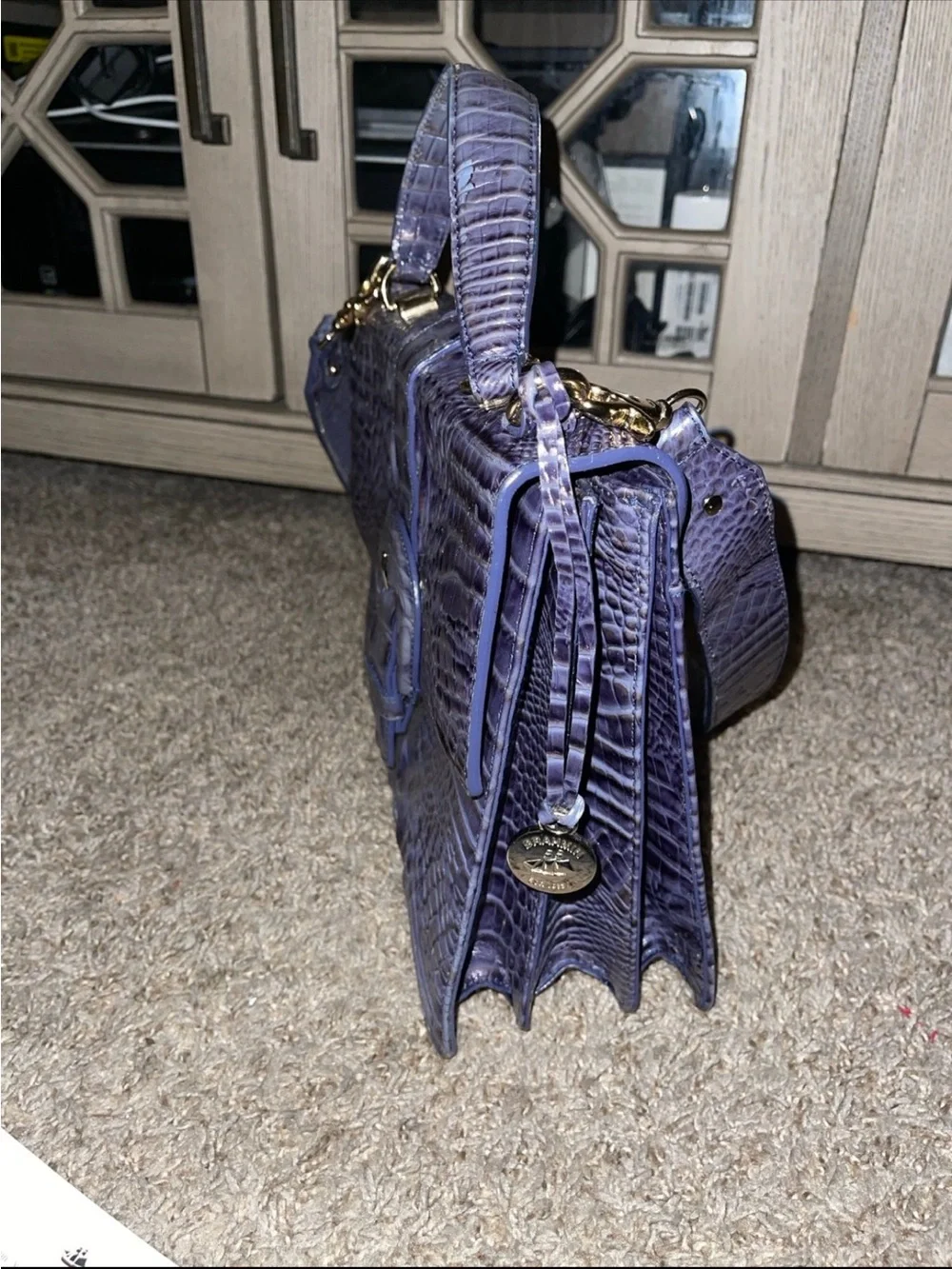 Brahmin Deep Navy Croc-Embossed Leather Top-Handle Briefcase